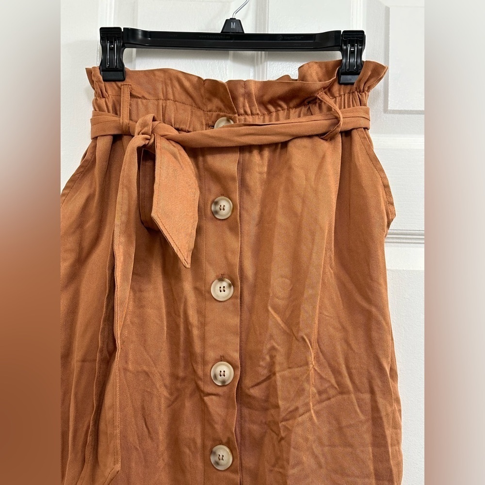 Entro Rust Midi Skirt With Button Detail - image 3
